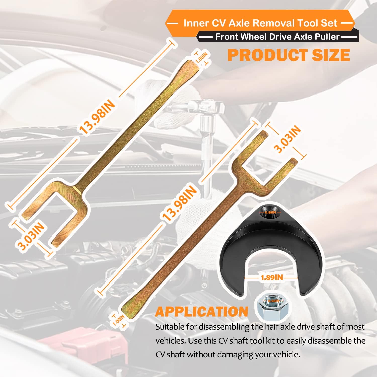 Inner CV Axle Removal Tool Set & Front Wheel Drive Axle Puller for Use on Front Wheel Drive Vehicles,Front Wheel Drive Fork Joint Shaft,CV Axle Puller-Remove Most Vehicles’ Half-Shaft Drive Axles