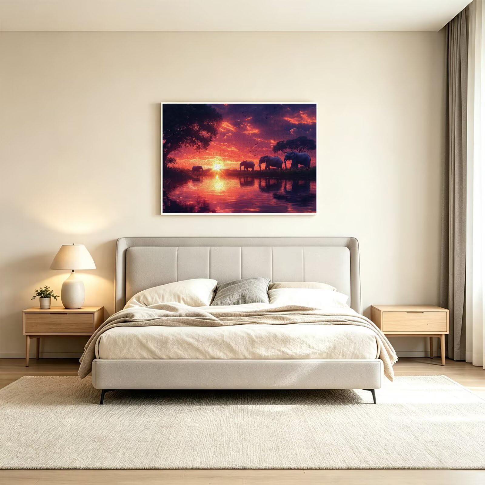 Puzzle 5000 elementów dla dorosłych, gry rodzinne, Słoń zachód słońca, n