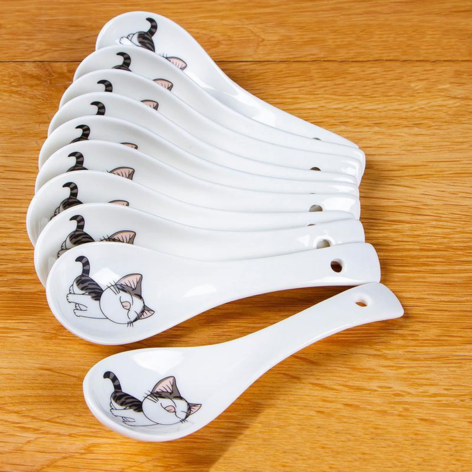 Amazon.com: Set of 10 Asian Cat Pattern Soup Spoons, 5.4 inch