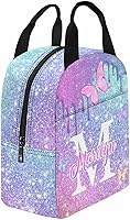 Vista 3 de InterestPrint Lonchera personalizada con nombre para niños, hielera de mariposa con purpurina personalizada, bolsa de almuerzo reutilizable
