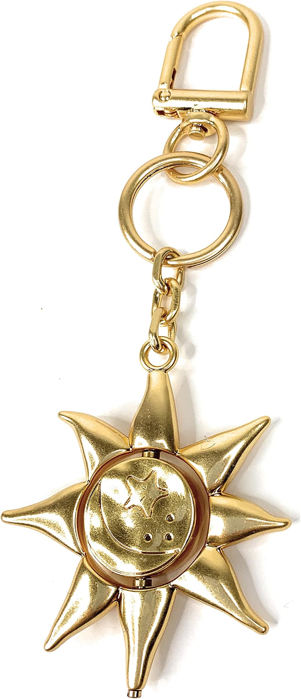 Tory Burch Sun Key Ring Keychain FOB Sun and Moon Logo Goldtone