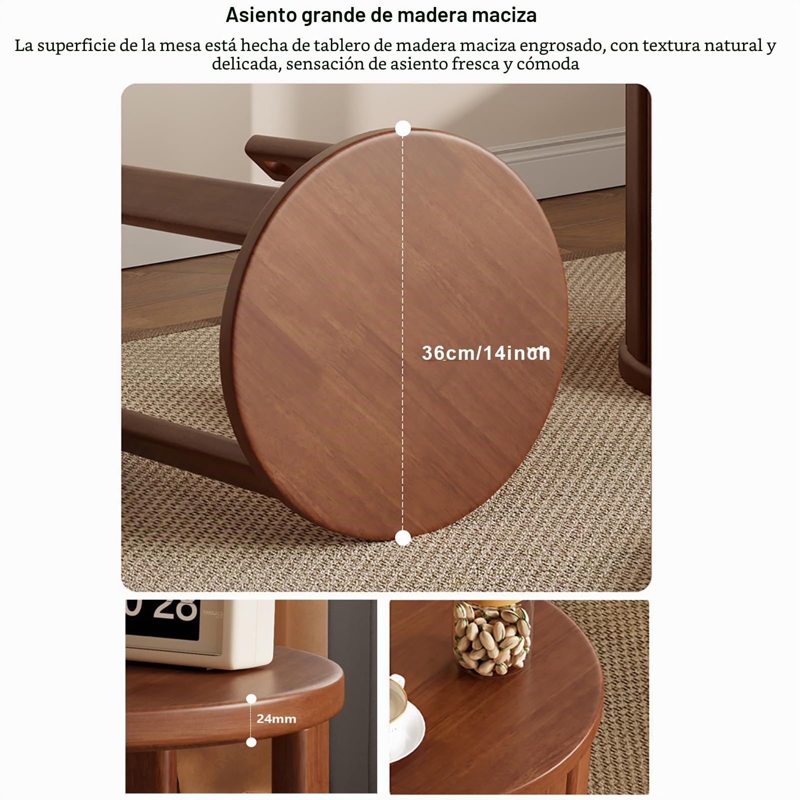 Taburetes apilables de madera, mesas auxiliares y auxiliares versátiles, para sala de estar y comedor