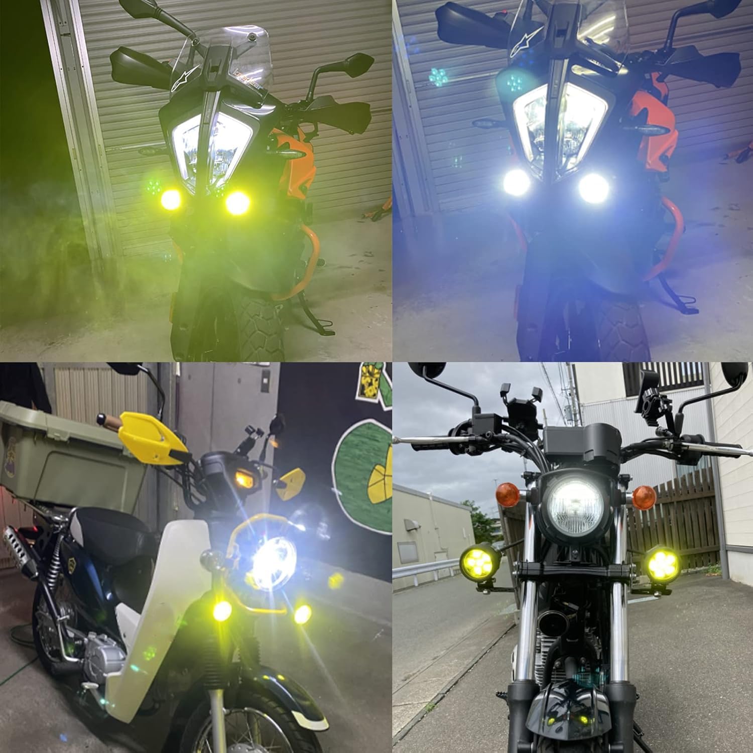Universal 6 LED Motorcycle Driving Lights - 2.5 Inch LED Pod 60W Spotlight Fog Light Kit with Wiring Harness Switch & Yellow Cover Lens