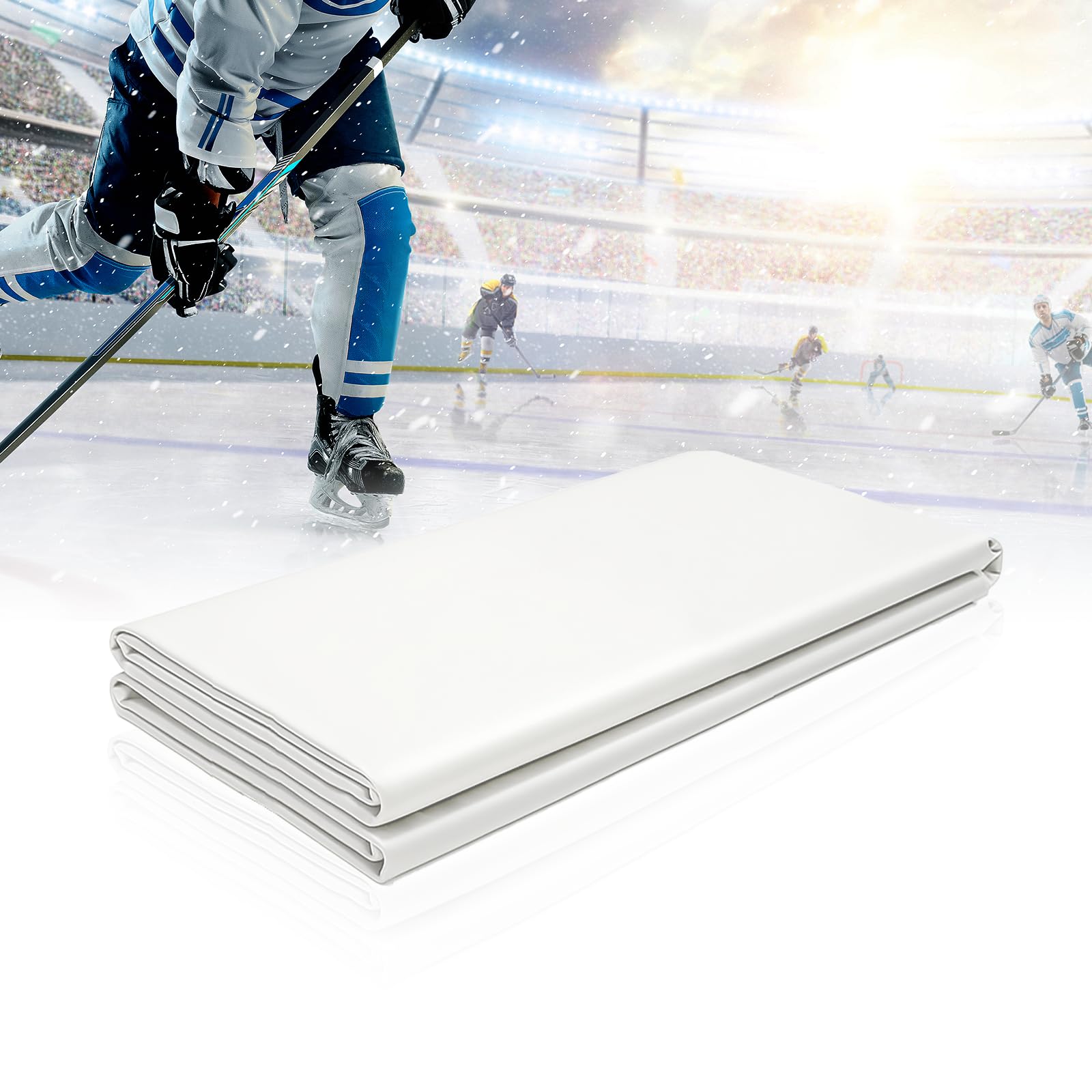 White 7 Mil Ice Rink Liner -Backyard Ice Rink Kit Liner- Outdoor Ice Rink Liner DIY Backyard Rink Tarp for at Home Hockey Practice & Ice Skating Training