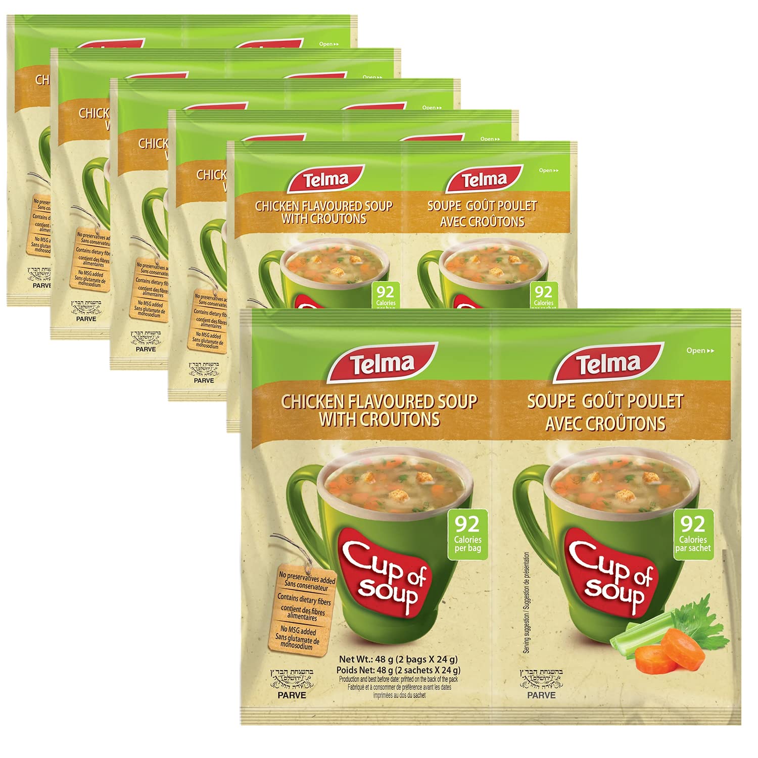 Telma Pacchetto di zuppa istantanea aromatizzata al pollo (confezione da 6 x 2) - Kosher