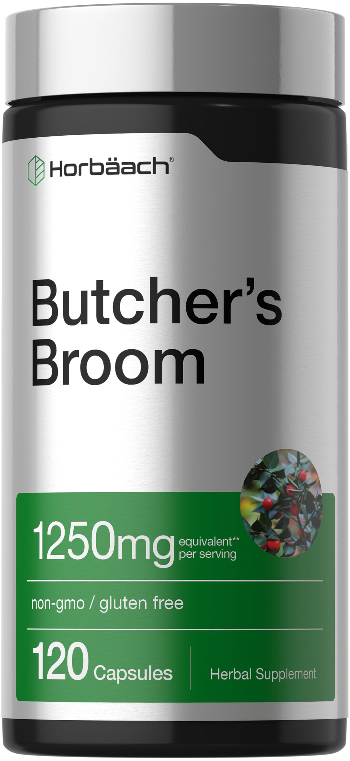 Horbaach Butchers Broom Capsules | 120 Count | Non-GMO, Gluten Free