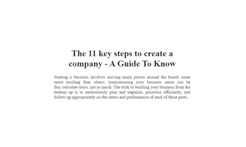 The 11 key steps to create a company - A Guide To Know