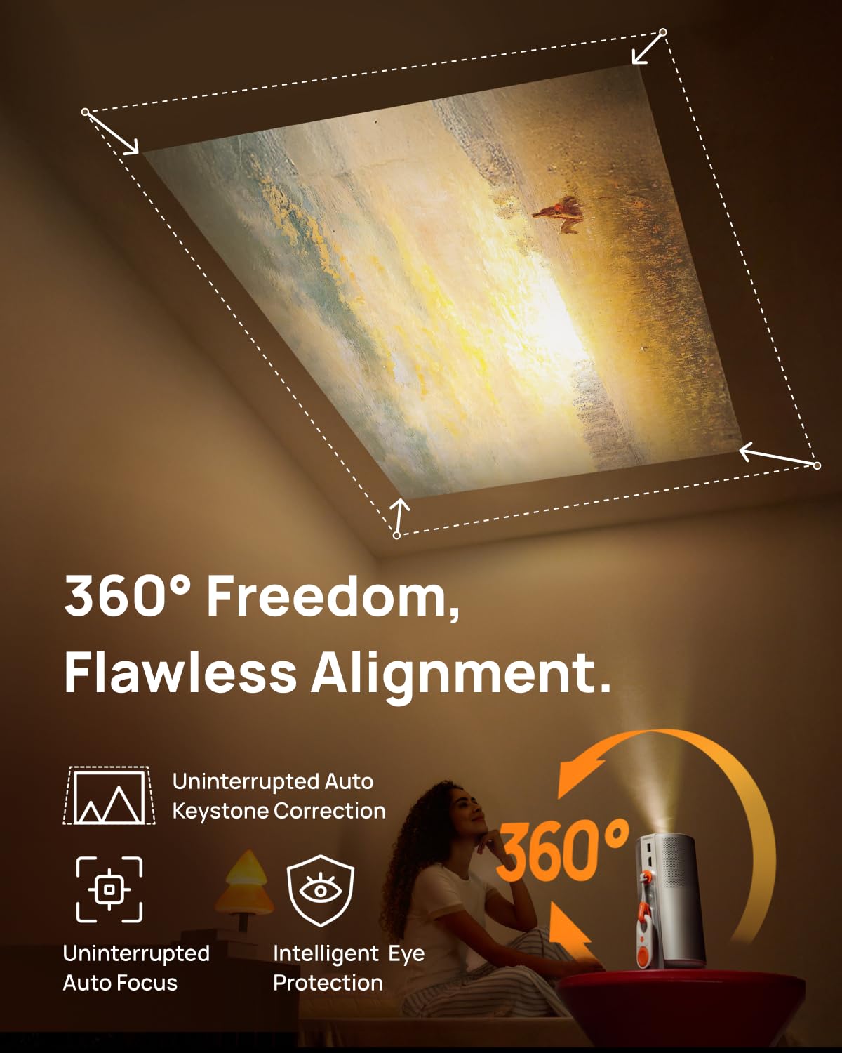 XGIMI MoGo 4 2025 NEW Portable Projector, Google TV with Licensed Netflix, 360° Adjustable Stand, 2.5 Hours of Playtime, 2 x 6W Harman Kardon, Outdoor Projector, Wifi, Bluetooth, Include Sunset Filter - 5