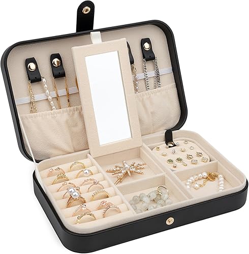 V-LAFUY Joyero de terciopelo de felpa para viaje organizador portátil para joyas de viaje caja de joyería pequeña el mejor regalo para mujeres en el