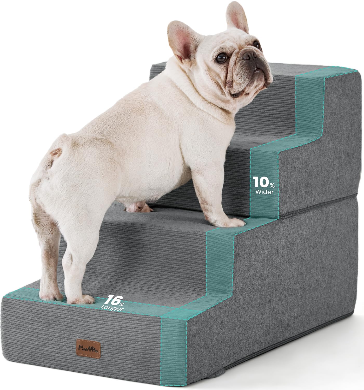Made4Pets Dog Steps for Bed, Extra Wide Dog Stairs for High Bed