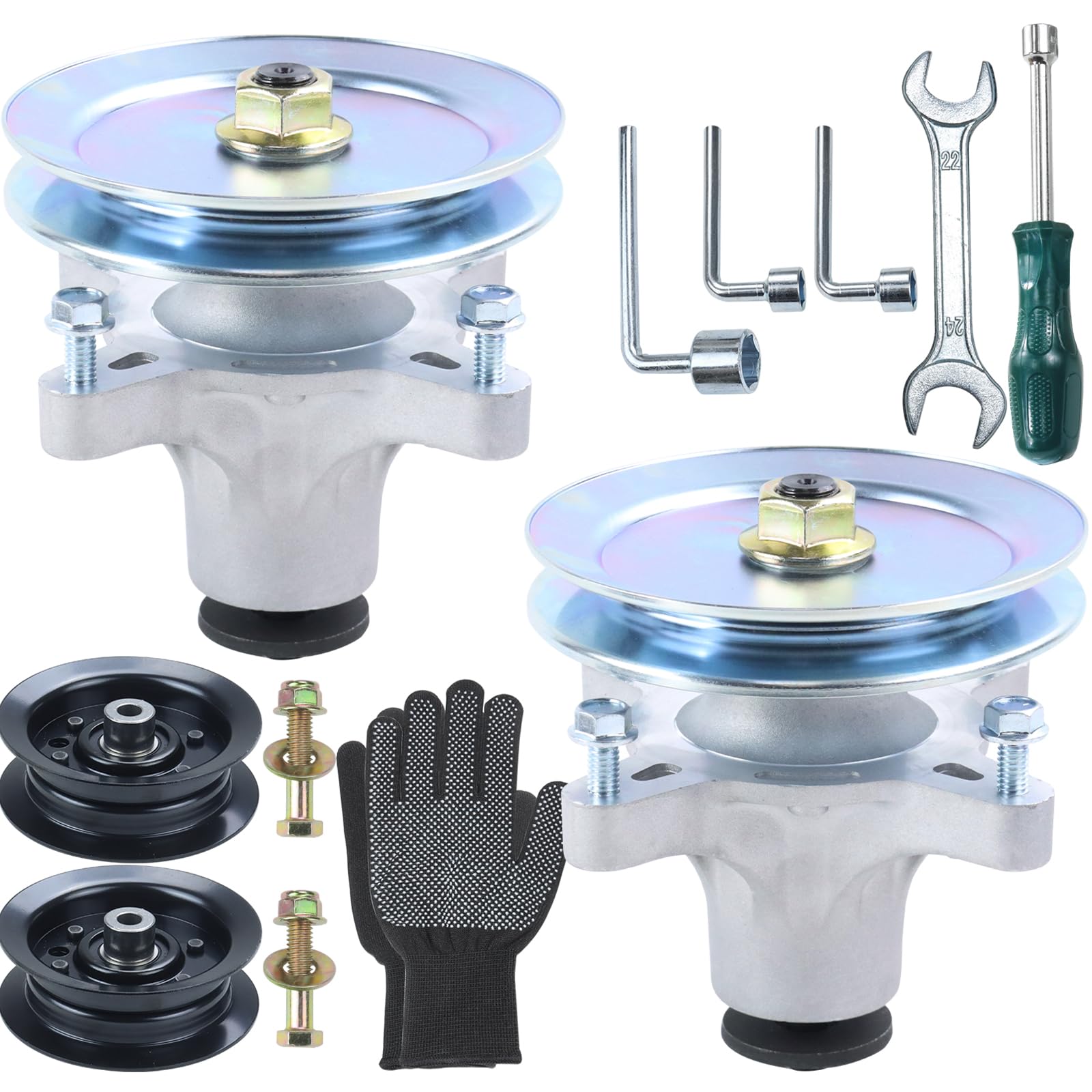 Paquete de 2 unidades de husillo 139-3214 con polea 125-5574 106-2175 polea loca sustituye al conjunto de husillo Toro 121-0751, eje 117-7439 para Toro Timecutter SS4200, SS4225, SS42355