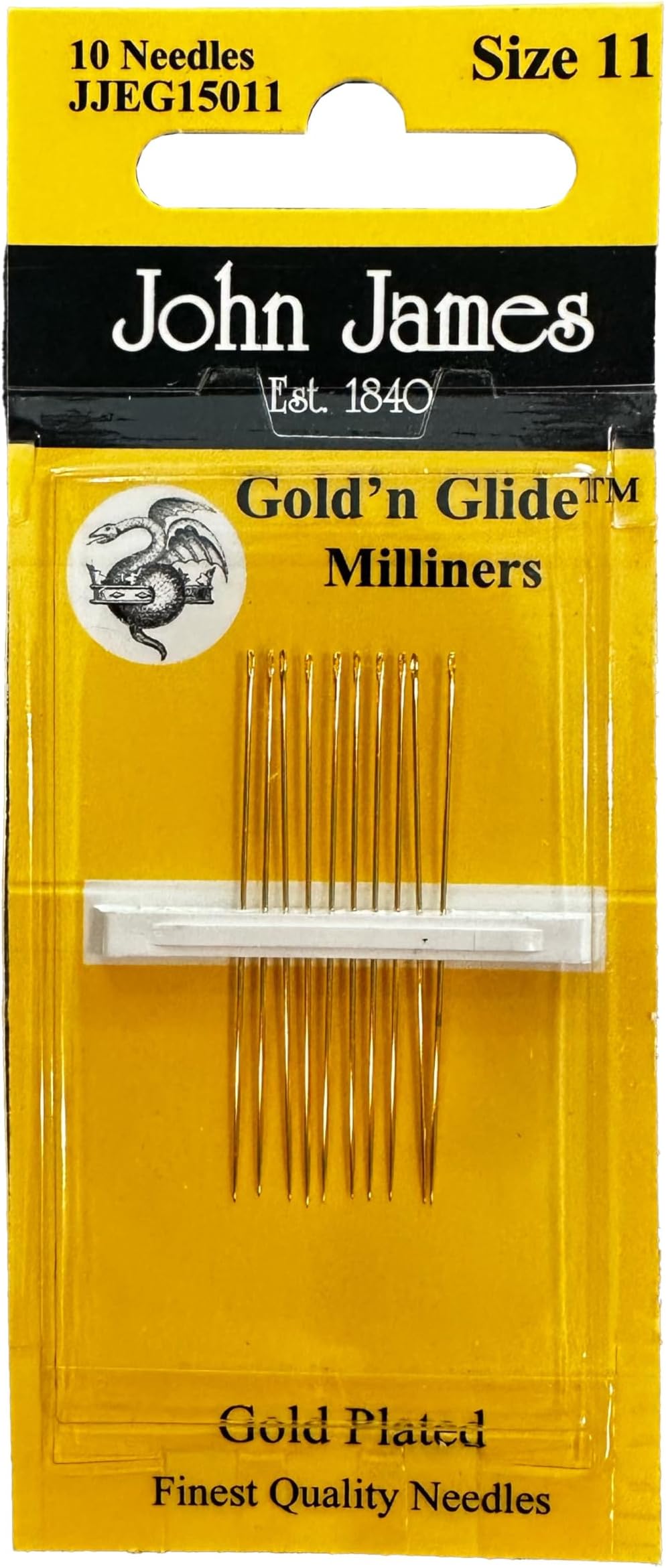 John James Gold Eye Easy Glide Milliner Needles - Size 11 10/Pkg