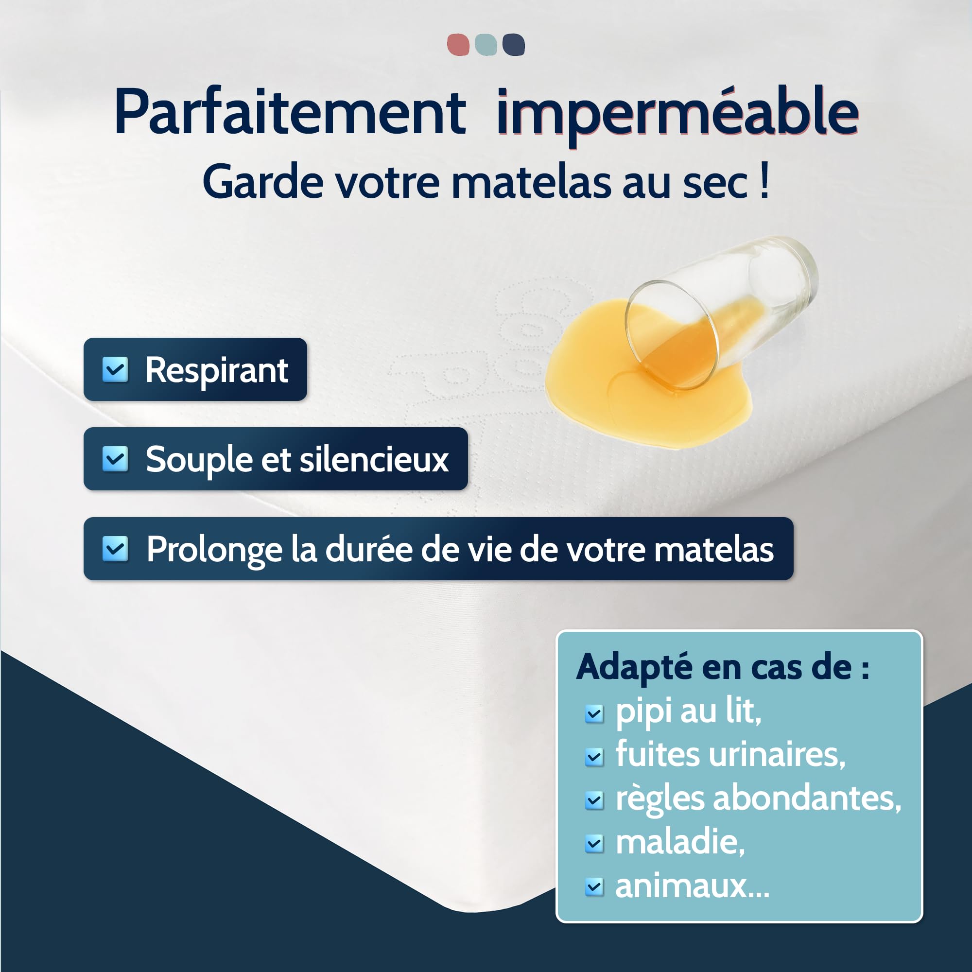 Linge des Familles - Protège Matelas Coolplus® Imperméable 140x190 cm - Alèse Respirante Thermorégulante - Evacue la Transpiration - Bonnet 30 cm - Oeko-TEX® Standard 100 - Made in Europe