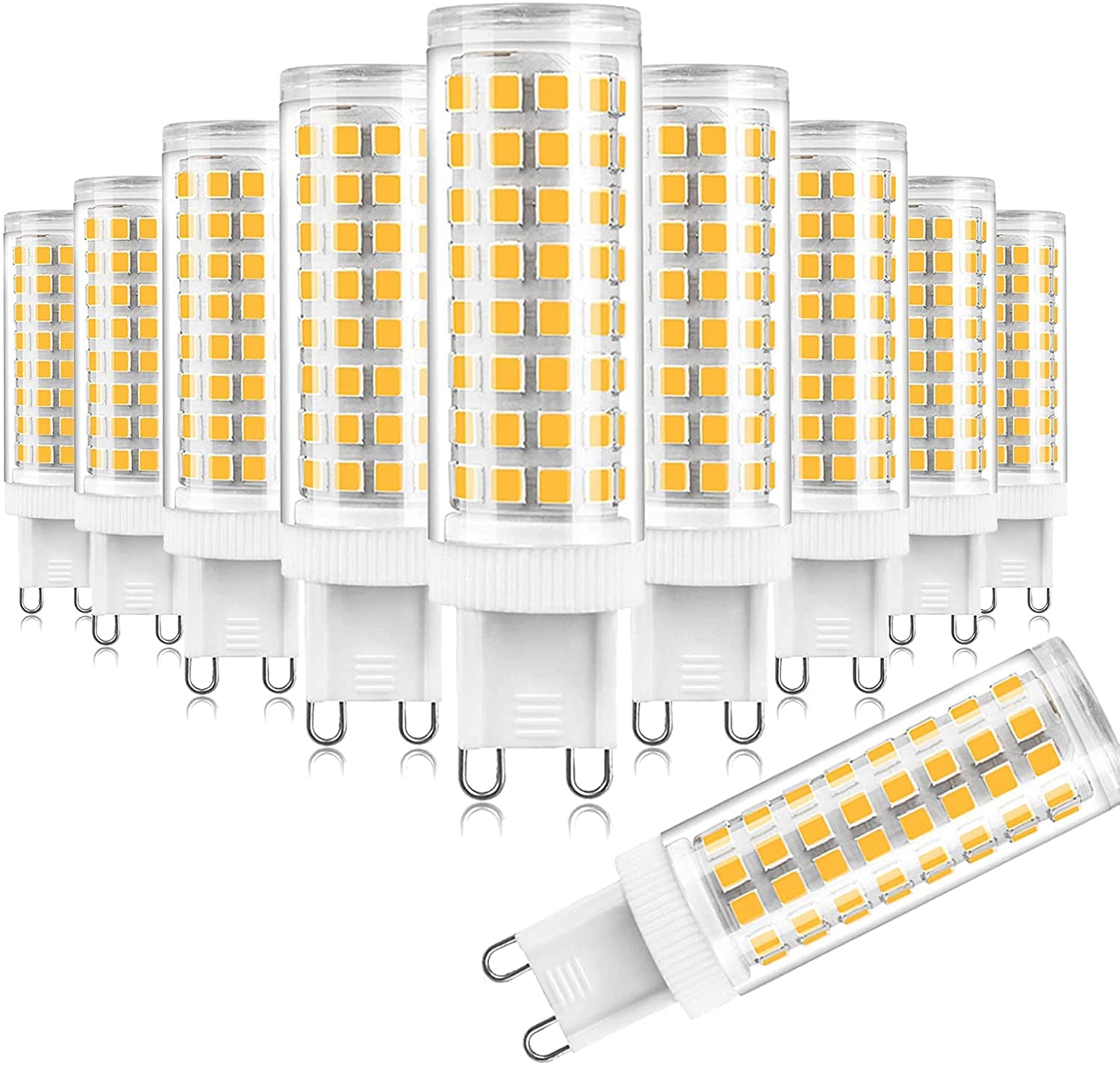 G9 LED Light Bulbs, 1000LM G9 Led Bulb 10W Equivalent to 80W Halogen Bulbs, Non Dimmable AC 220V No Flicker, 360° Beam Angle G9 LED Lamp for Ceiling Lights,Warm White,10 Pack