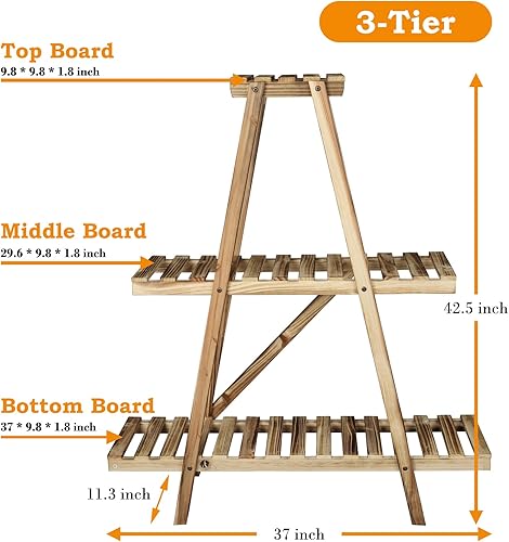 Miniatura 3 de Estante de escalera de 3 niveles, estantes de escalera para plantas, estante plegable para escalera, estantería de escalera para oficina,