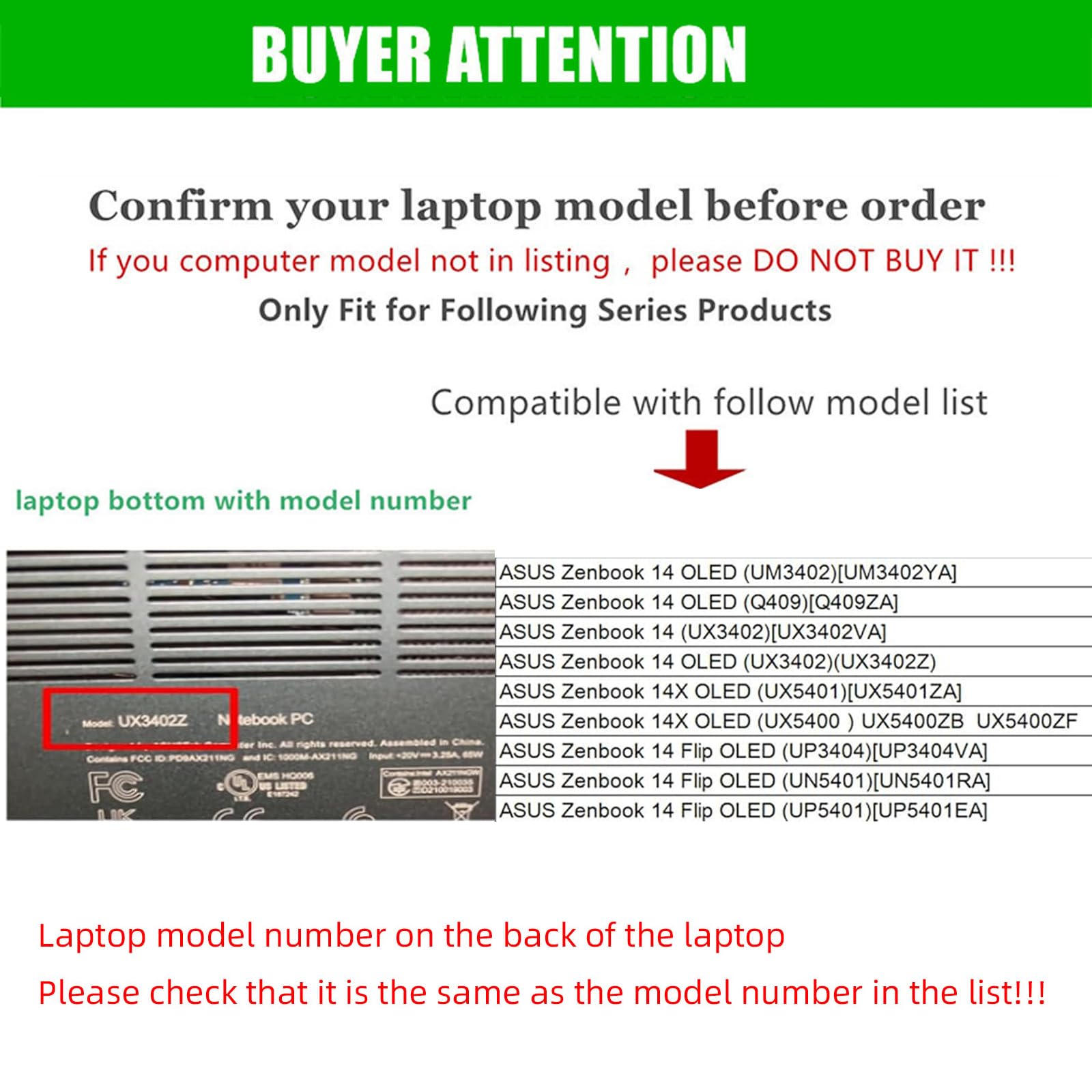 RUNMEIJIA Laptop Case Cover for Asus Zenbook 14 OLED & 14X OLED & 14 Flip OLED 14'' Notebook [Please Check The Model],2-in-1 PU Leathe Protective Shell Laptop Sleeve (Black)