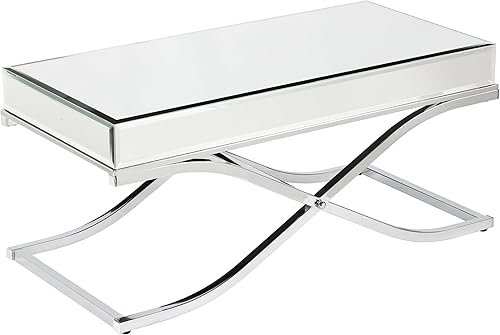 SEI Furniture Mesa auxiliar con espejo Ava cromada SEI Furniture Mesa auxiliar con espejo Ava cromada