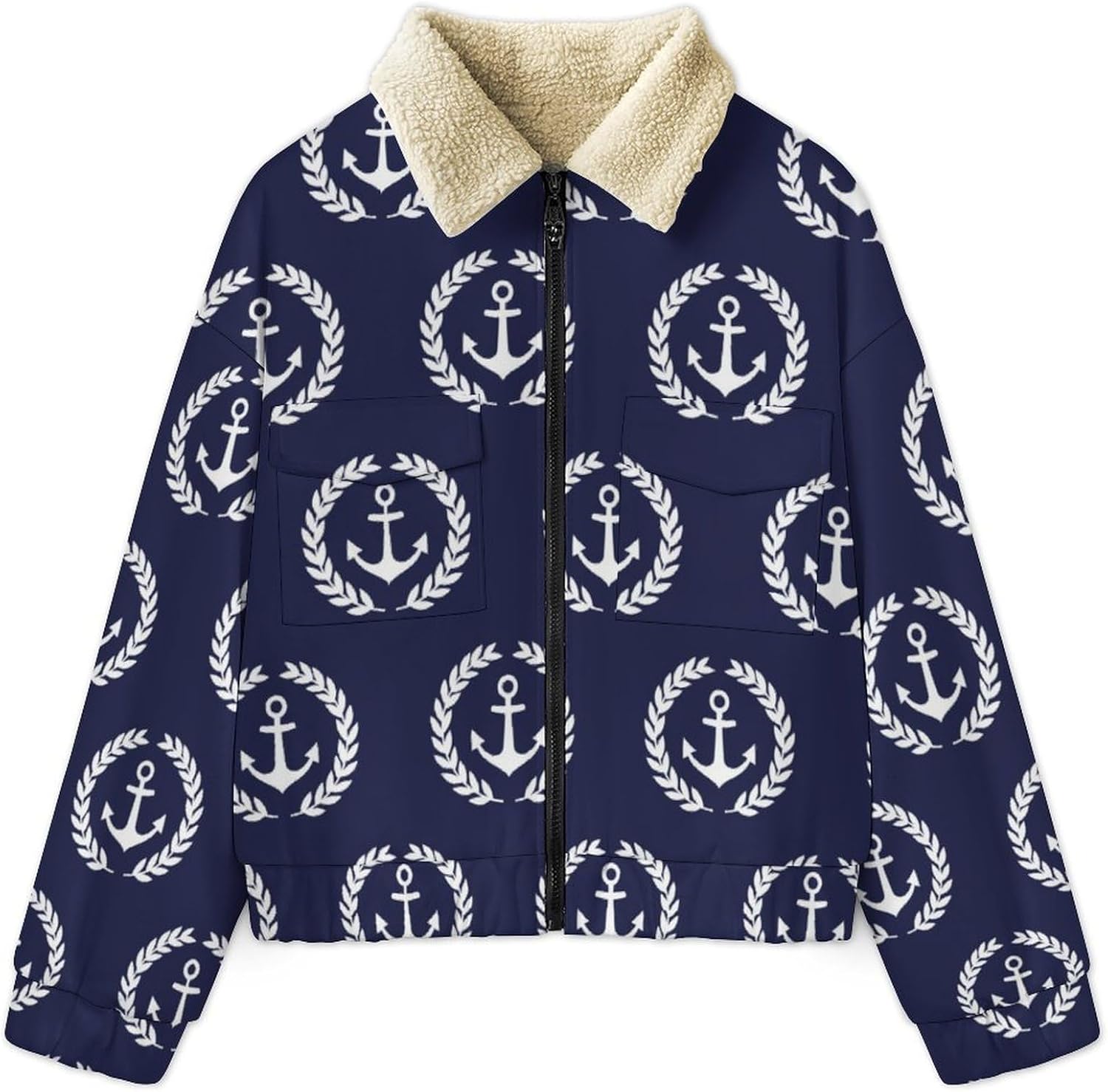 Nautical Funny Jackets Womens Zip Up Sweatshirt Long Sleeve Warm Bomber Tops Fashion Pockets Sweatshirt Sports