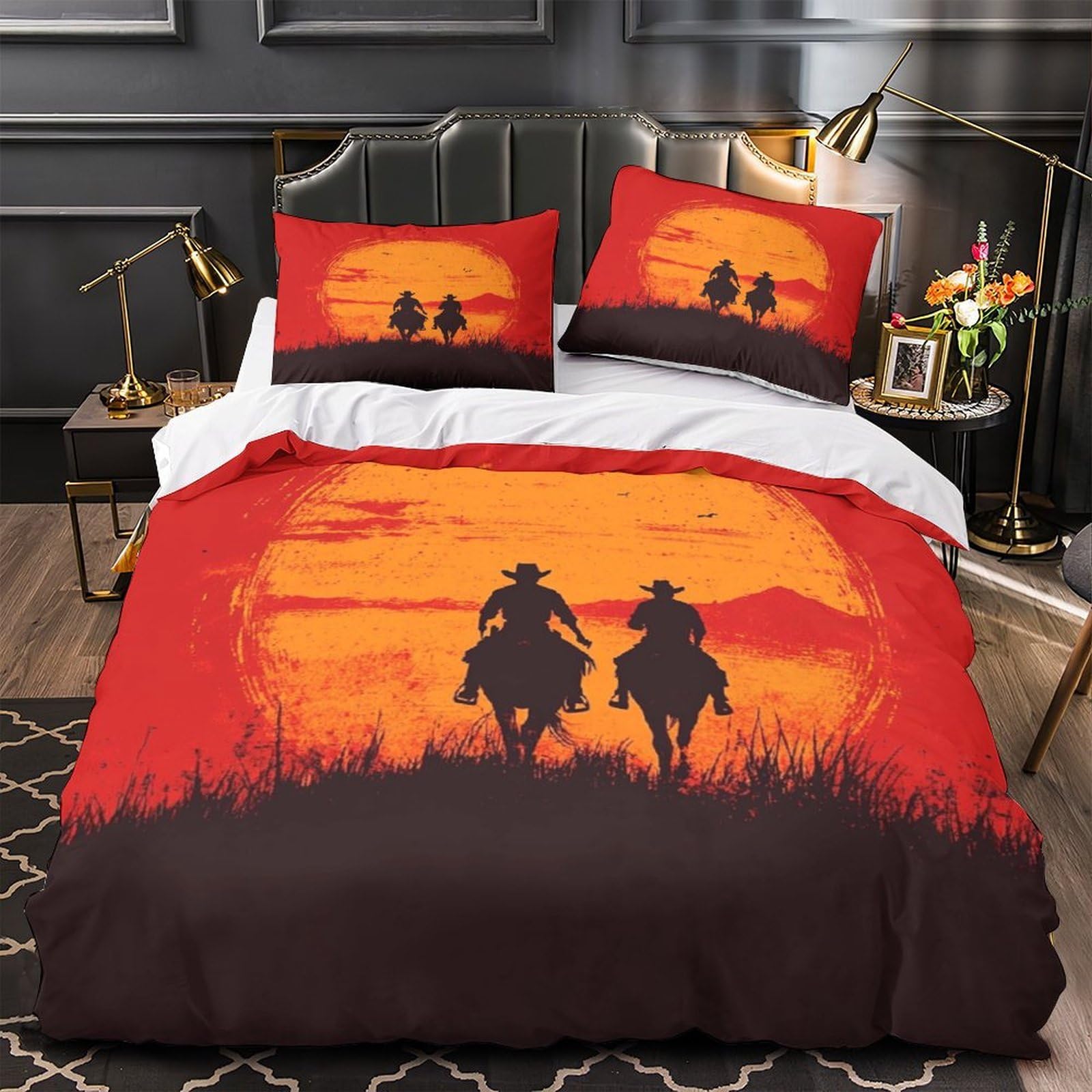Housse de Couette 3D Silhouette de l'Ouest pour une Déco Chambre Adulte Ambiance Évasion Nature