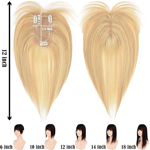Miniatura 2 de JGS1996 Toppers de cabello humano real para mujer, con flequillo, pelucas de cabello humano 100% Remy, piezas de cabello para adelgazar el