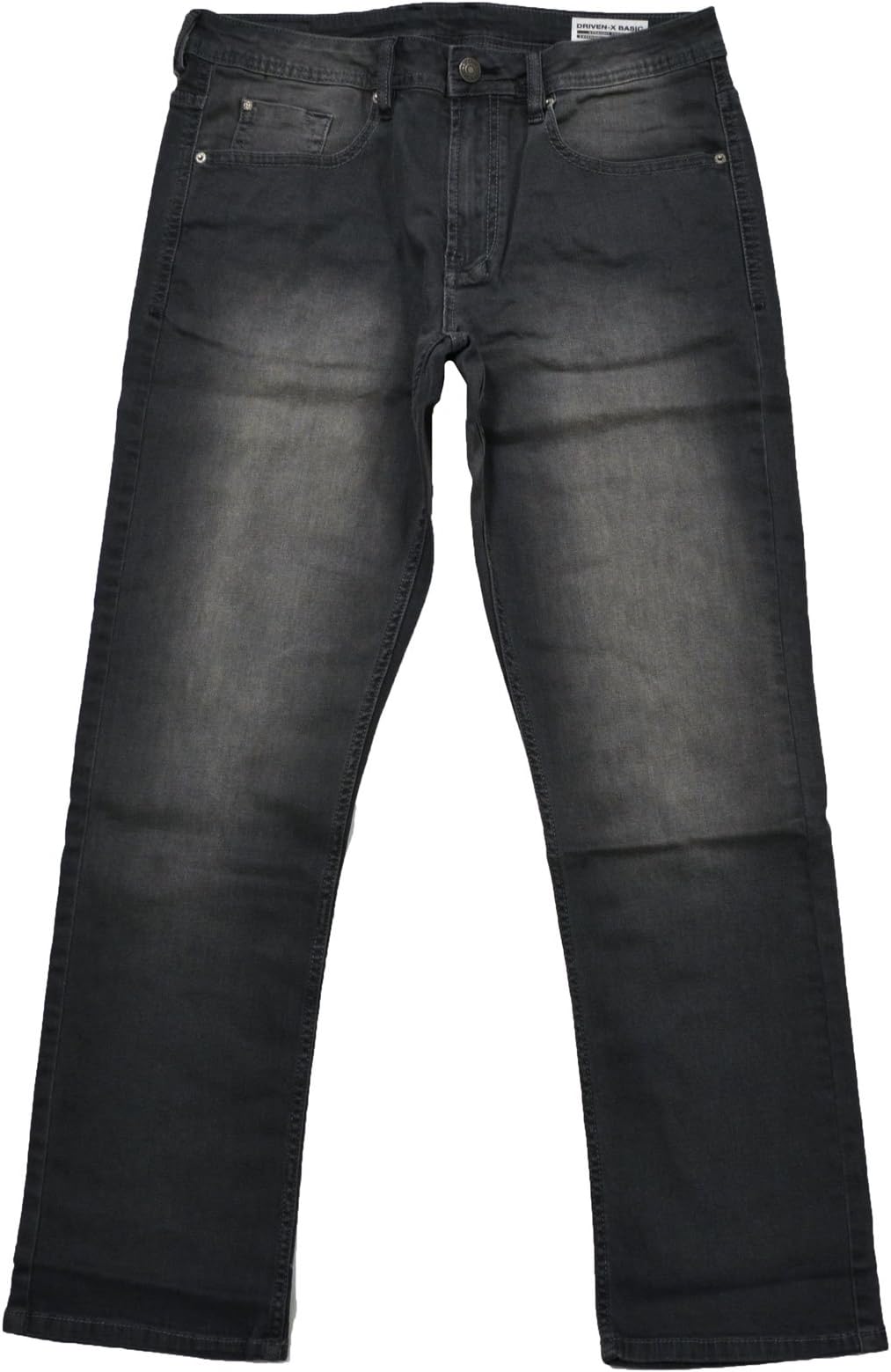 Buffalo David Bitton Mens Driven-X Basic Straight Stretch Jeans With Black Patch (36x34, Grey)
