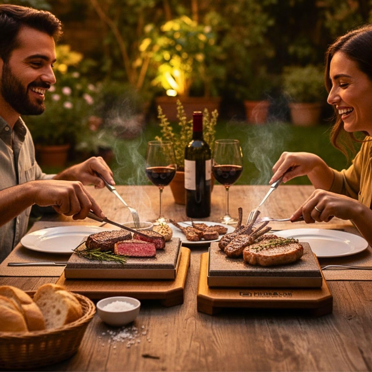 Pierre volcanique pour rôtir la viande- Promo 6 sets complets personnalisés PC- de 20 x 20 cm, convient pour four, barbecue, feu direct, vitro
