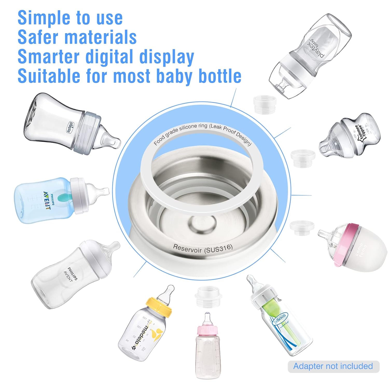 Little Bo Baby Portable Bottle Warmer, Travel Bottle Warmer for Breastmilk and Formula Bottle Warmer Digital Display Perfect Temperature Wireless BPA Free : Baby