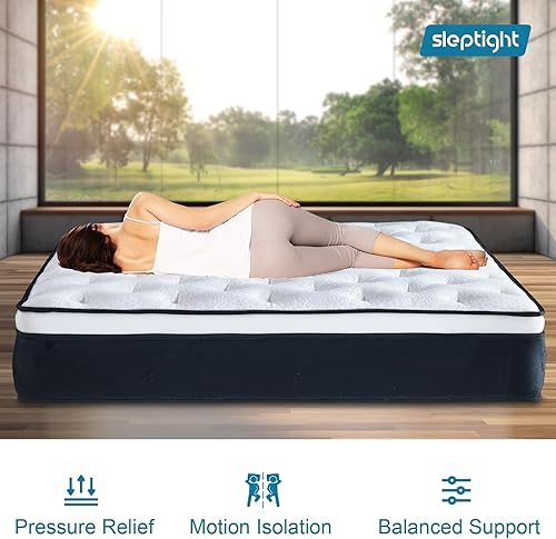 Miniatura 5 de Colchón King, colchón híbrido de 12 pulgadas con acolchado en la parte superior en una bolsa, resortes de bolsillo de espuma viscoelástica para