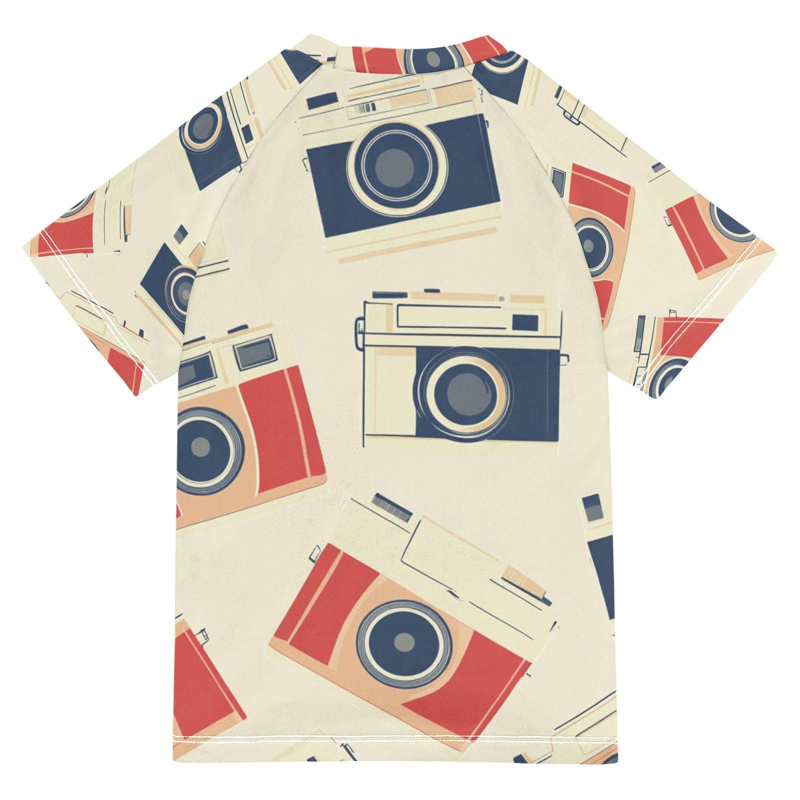 Jucciaco Boys Swing Shirts Camera Picture Novelty Rashguard Short Sleeve Kids T-Shirts Sun UPF 50+ Multicoloured