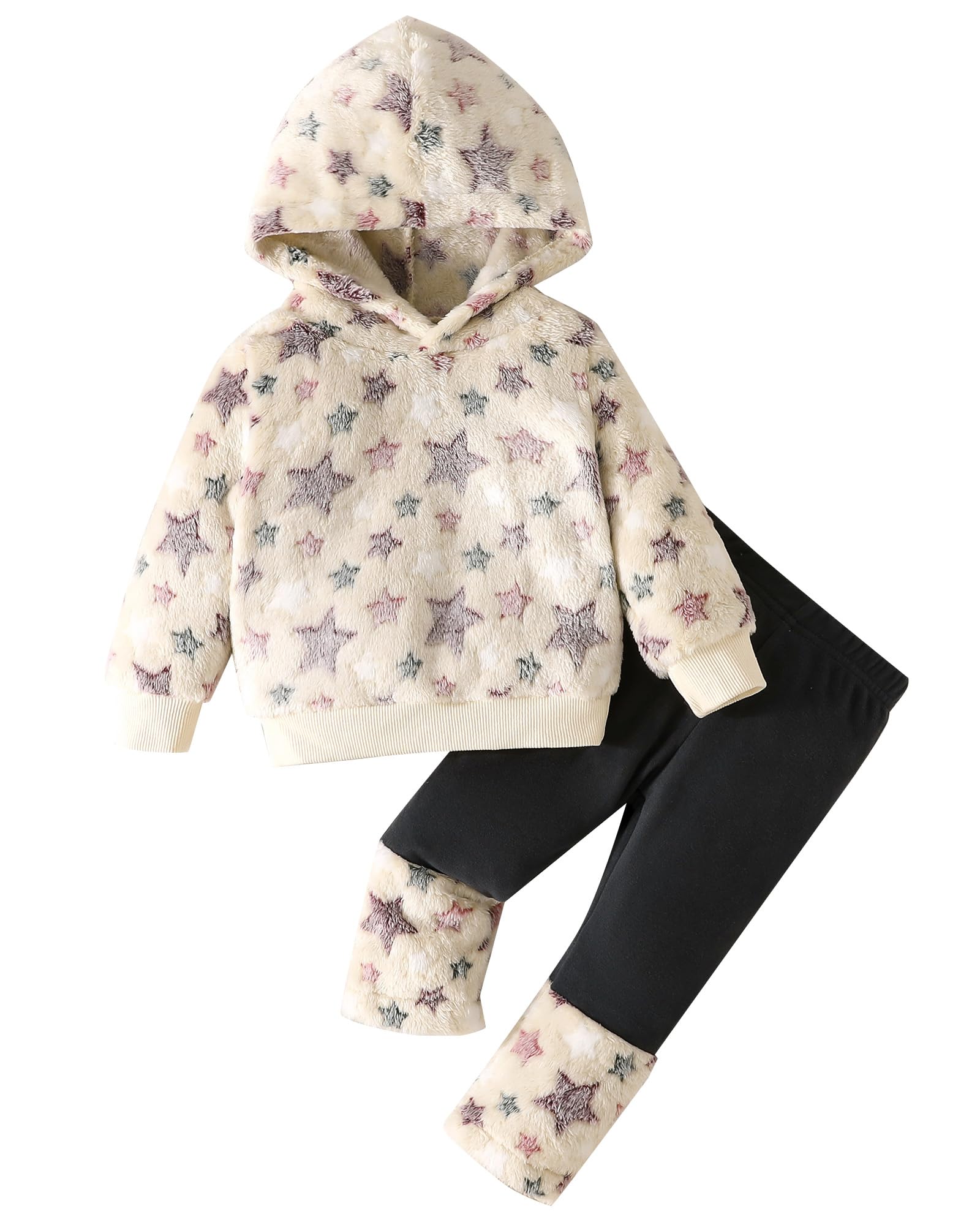 Jecson Toddler Baby Girl Clothes Soft Fleece Thermal Outfits Set Animal Pattern Hoodie Pants Cute Winter Home Out