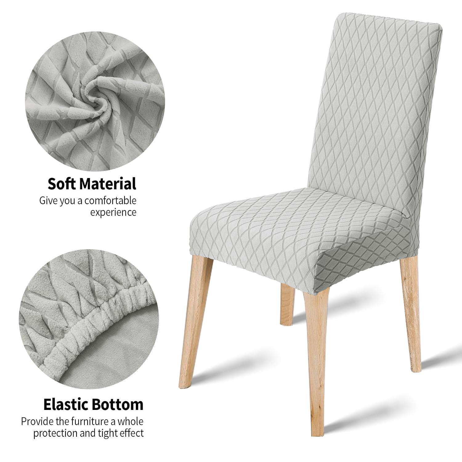 FIGOOO Housse De Chaise Extensible 6 Pièces – Gris Bleu – Salle à Manger, Restaurant, Mariage – Lavable & Universelle