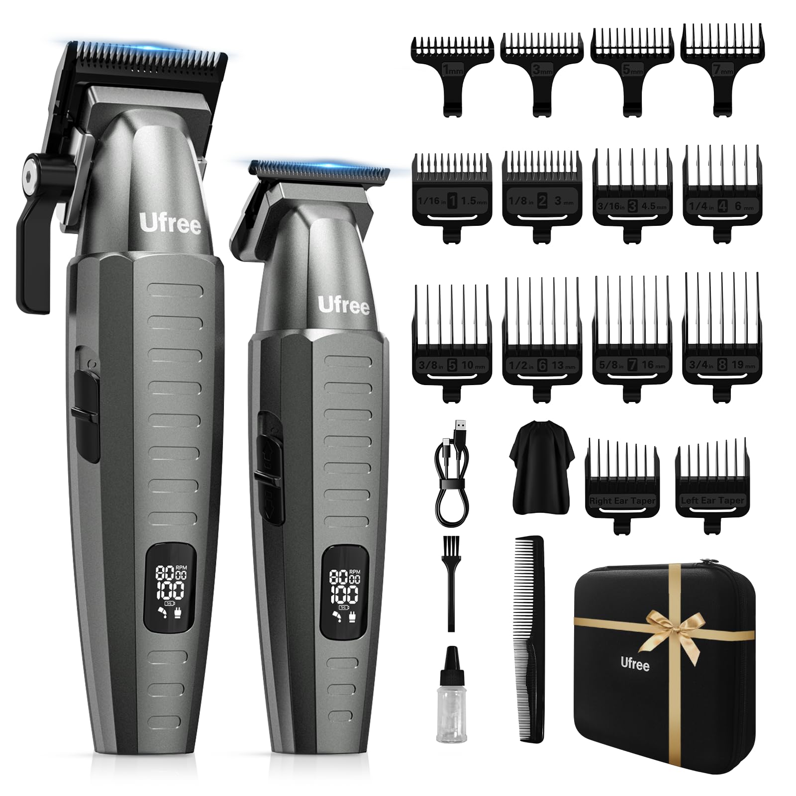 Ufree Professional Hair Clippers for Men, Clippers and Trimmers Set, Barber Clippers, Electric Beard Trimmer with Barber Bag, Gifts for Men