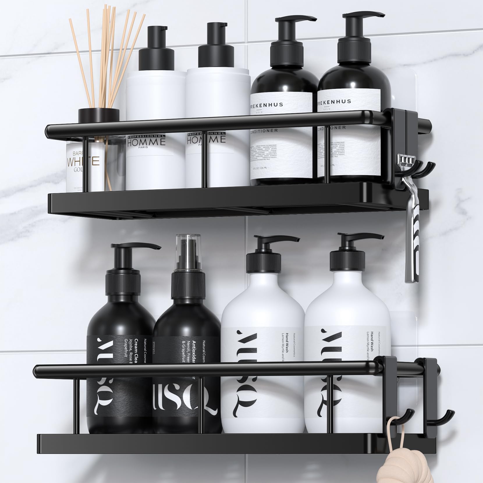 Amazon.com: WILLKOMMEN Adhesive Shower Caddy - 2 Pack Premium Shower ...