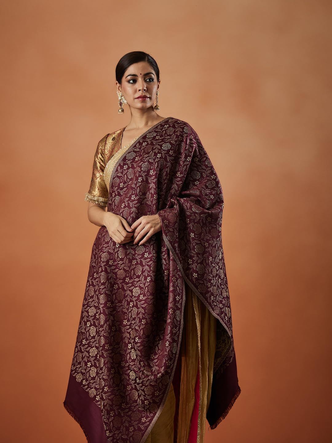 Pashmoda Women Gulnari Kaani Wool Blend Stole (Size : 71X203 CM) - Image 4 thumbnail
