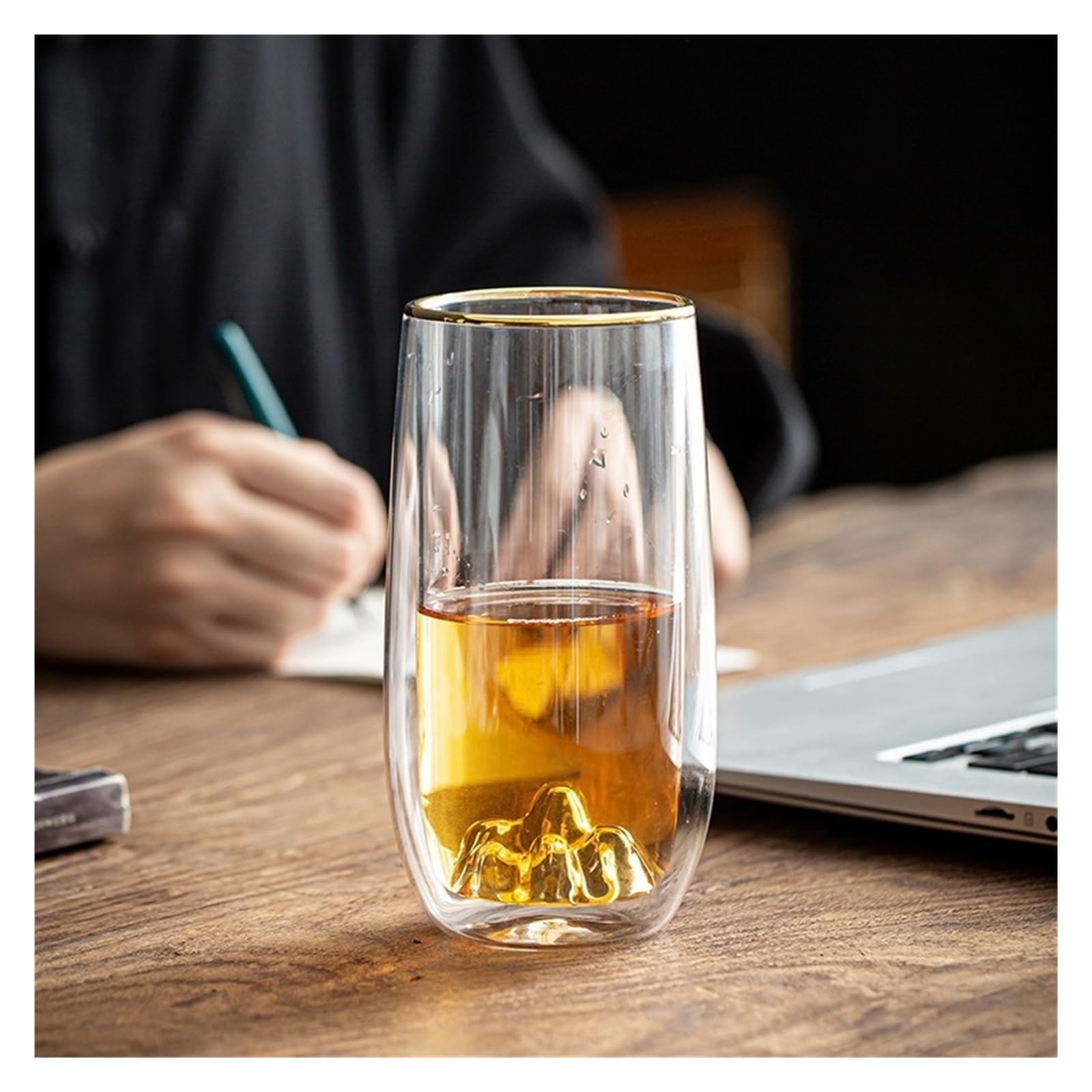 Tazze di vetro Bicchieri a doppia parete, tazza in vetro da 12 Oz