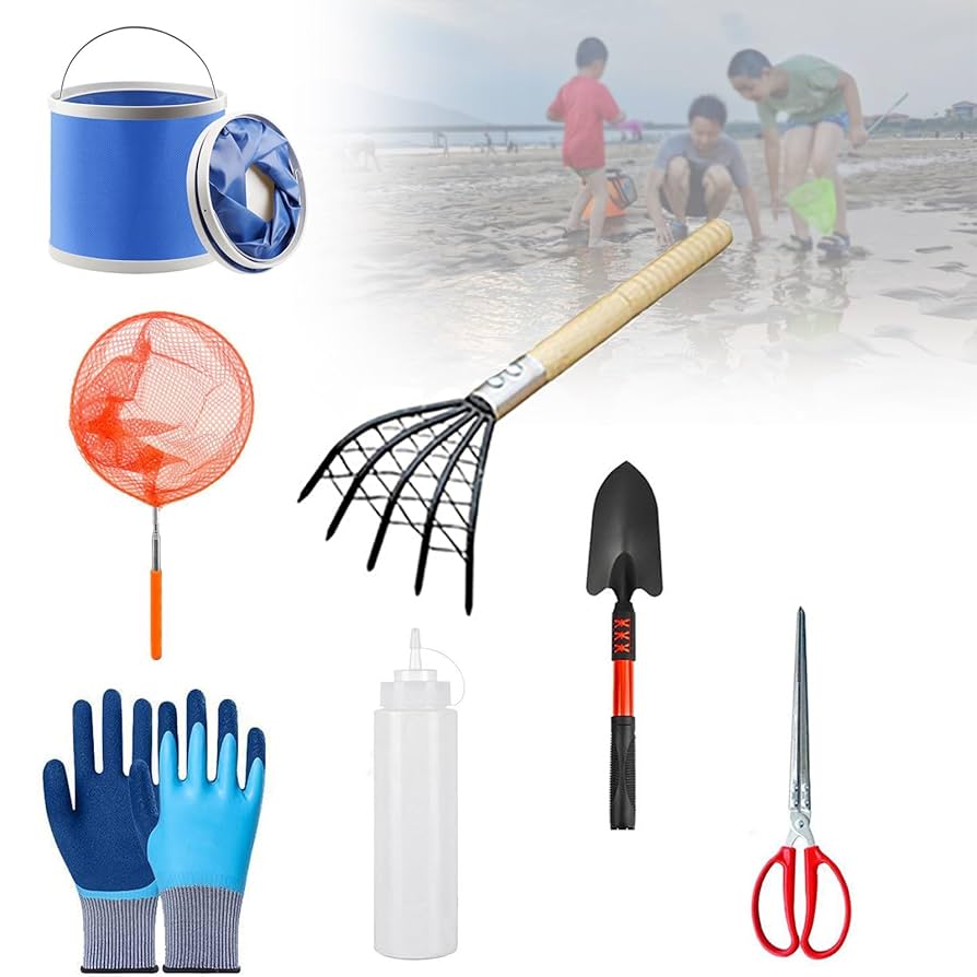 Amazon.co.jp: CBVRUKJ 潮干狩りセット 潮干狩り 熊手 磯釣り