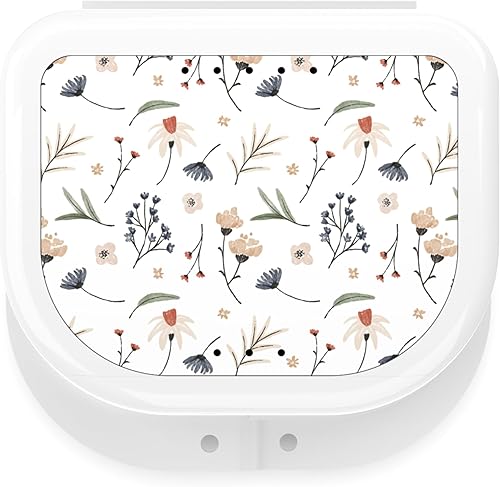Soporte de retenedor lindo, funda de alineador con coloridos patrones novedosos, funda de protección nocturna con patrones florales (blanco)