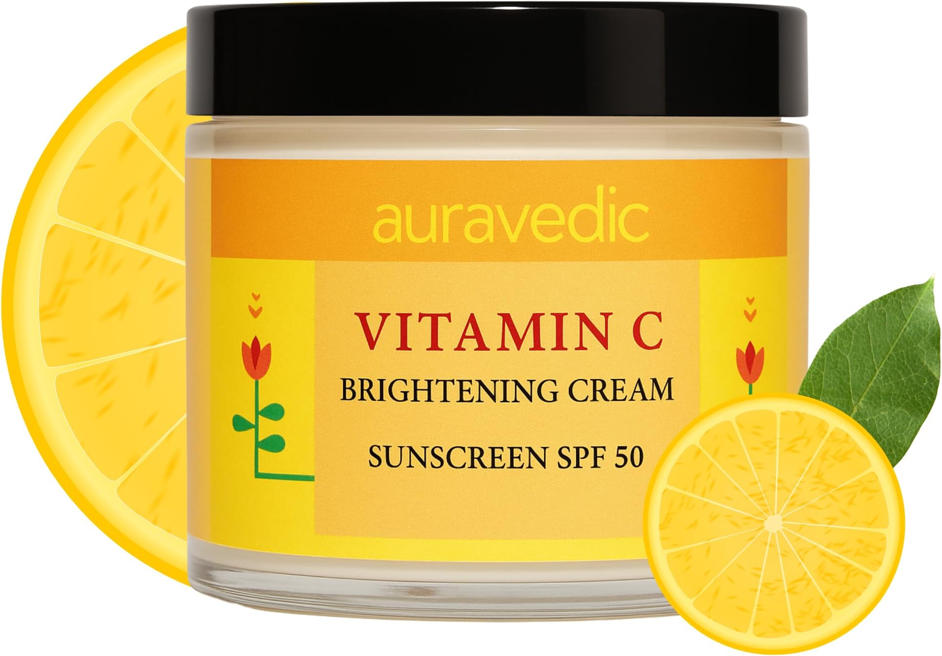 AURAVEDIC Vitamin C Face Cream For Women Men With Sunscreen Spf 50 Sun Cream Day Cream For Women Daily Use With Almond Oil Argan Oil Avocado Oil Jojoba Oil Dark Spot Removal Cream