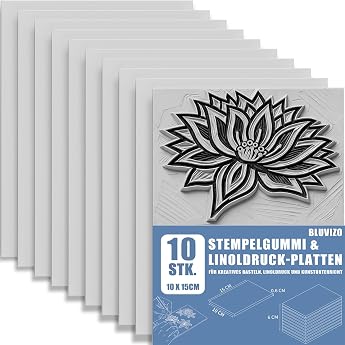 Lino Sheets Carving Blocks Made of Rubber Stamp 15 x 10 x 0.6 cm Pack of 10