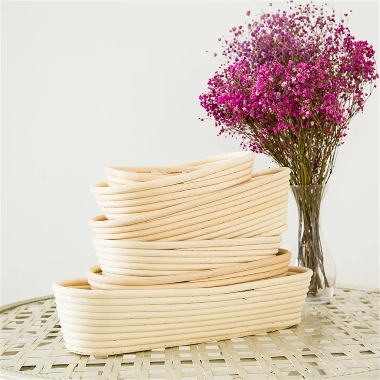 Cesta de masa madre fermentación mimbre, cestas prueba tejidas Banneton ovaladas, pan Dougn Para Pan(21x15x8cm)