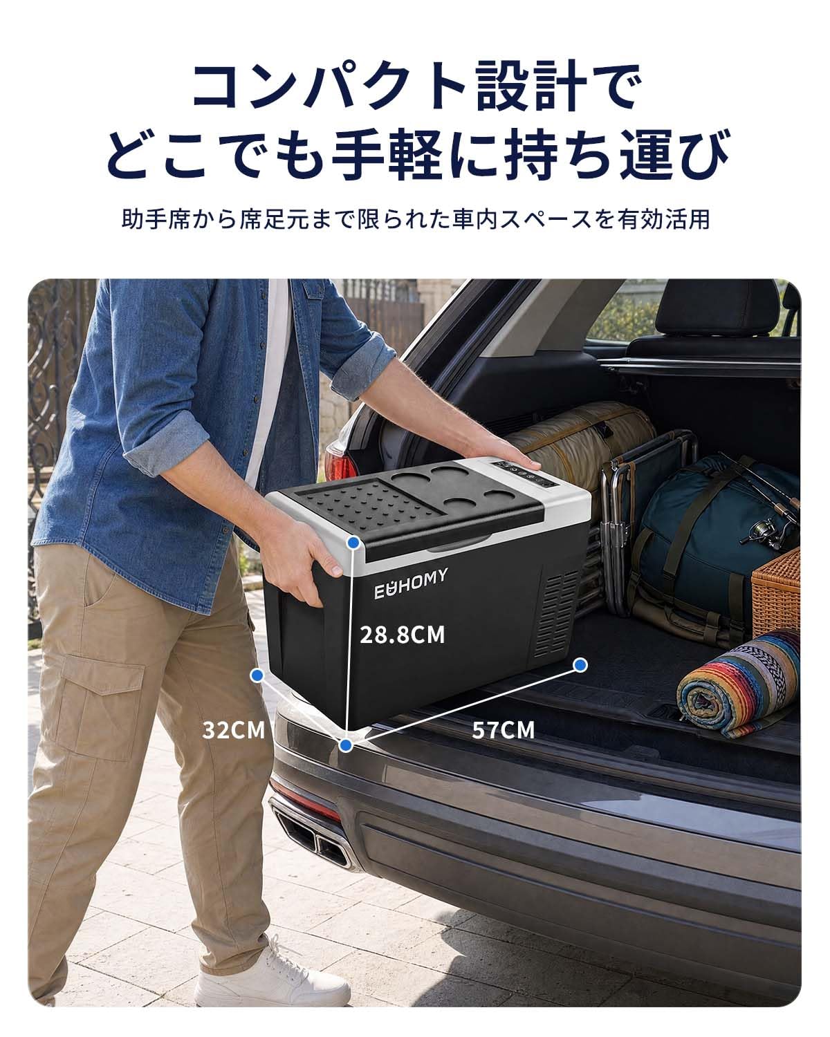 Amazon.co.jp: EUHOMY 車載冷蔵庫 ポータブル冷蔵庫 小型 18L 【-20