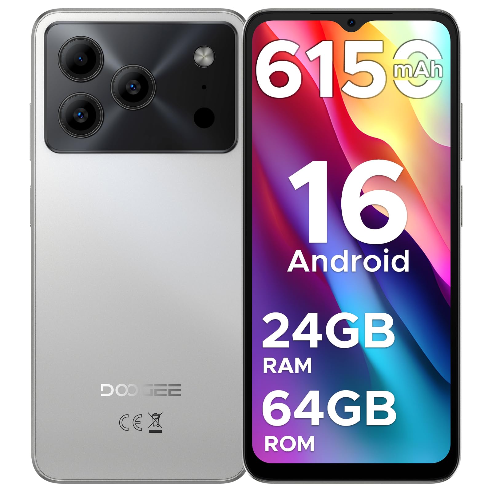 スマートフォン本体 DOOGEE Note 56 64GB 24GB RAM DOOGEE Note 56 Mobile Phones, Newest Android 16 Smartphone