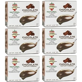 Instant Chocolate Pudding Mix - All Natural Chocolate Pudding Mix by Garden Desserts | Quick Vegan Dessert, Gluten Free, Kosher 4 Oz 6 Pack, Chocolate