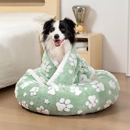 Miniatura 7 de Camas en forma de dona para perros pequeños, camas redondas relajantes para gatos de interior, bonita cama para mascotas con textura 3D con patas