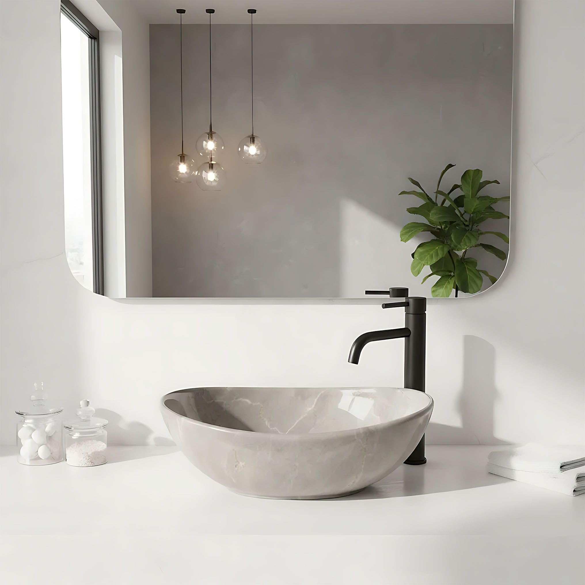 Lavabo Sobre Encimera Rea Sofia Mini Kashmir Gris