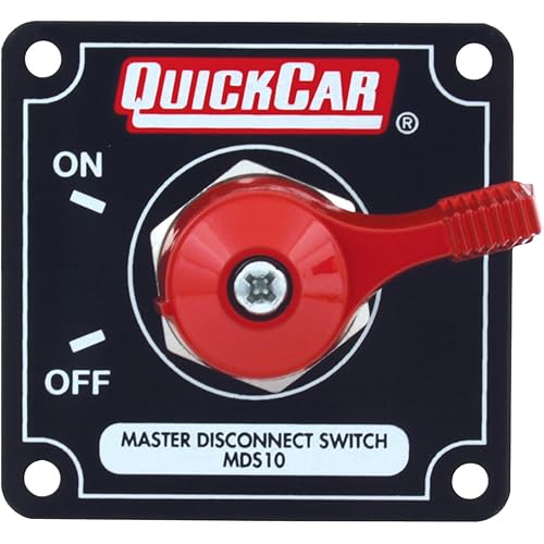 QuickCar Racing Products 55-010 Red 2-1/2" High x 2-1/2" Wide Handle Battery Master Disconnect Switch with Black Mounting Panel