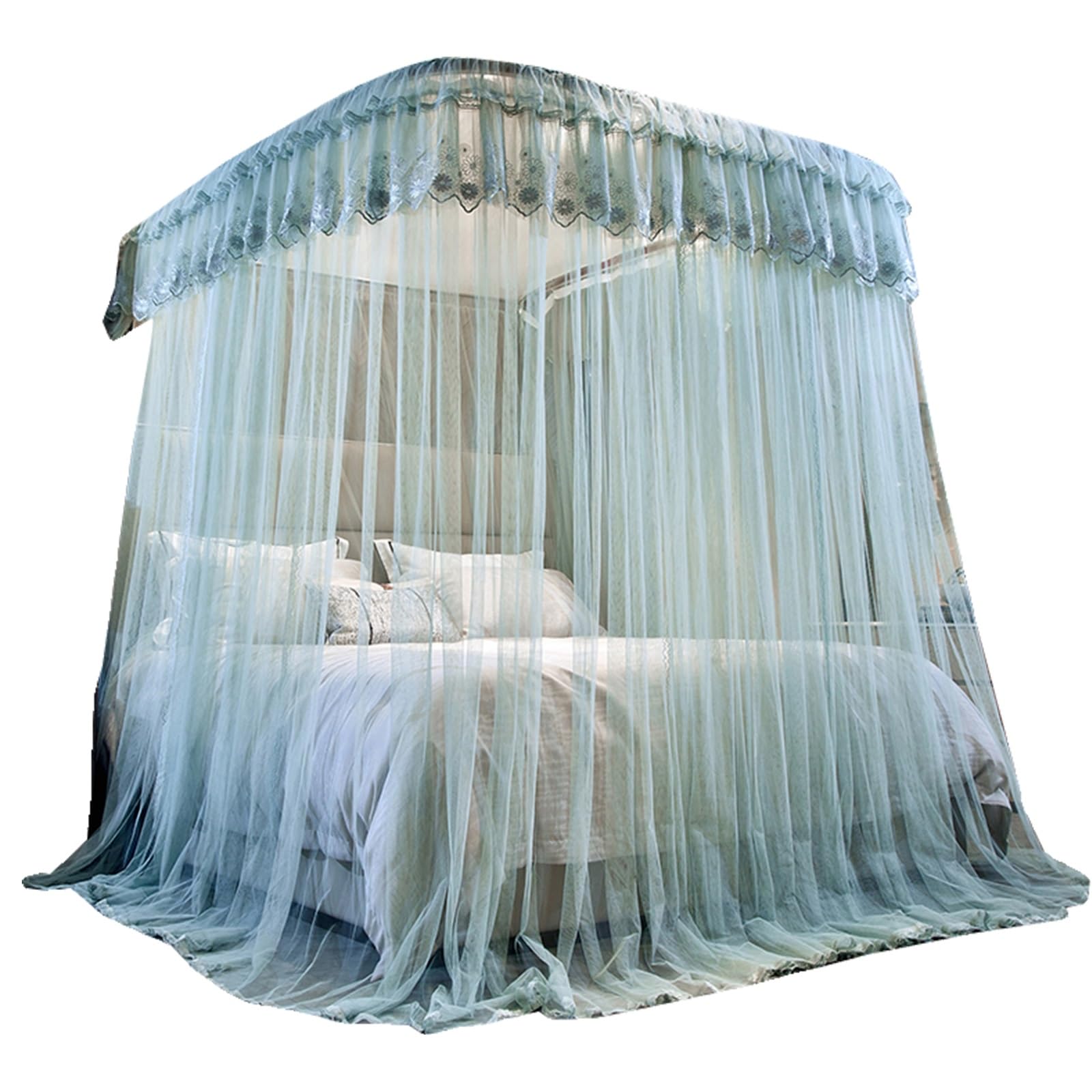 SARKEY U-Shaped Rail Bed Canopy Curtain,Romantic Mosquito Net,Three-Opening(A,150x200x210cm(59"x79"x83"))