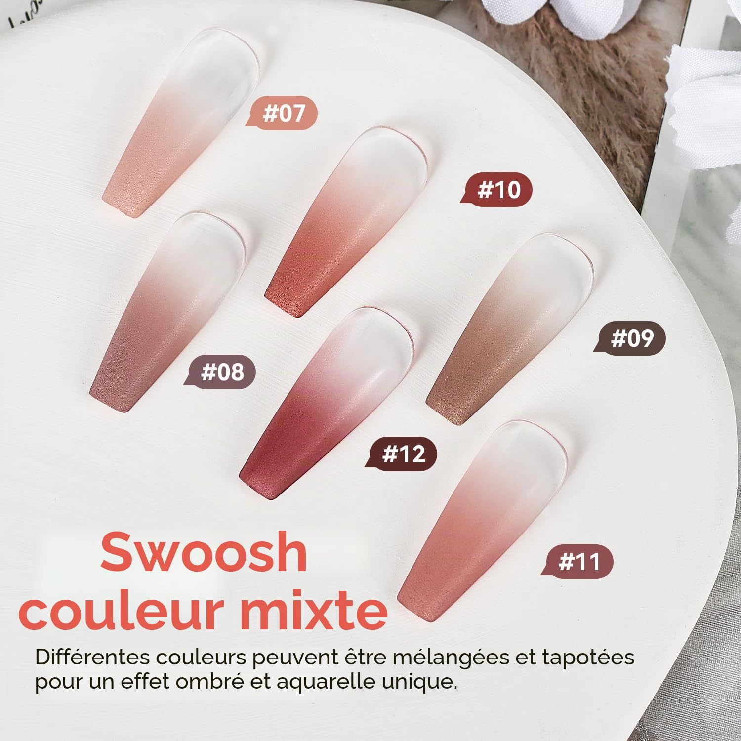 JODSONE 6 Couleurs Pat Painting Gel Dégradé Vernis à Ongles Set Gel de Peinture avec Stylet Manucure et 50 Éponges à Dégradé