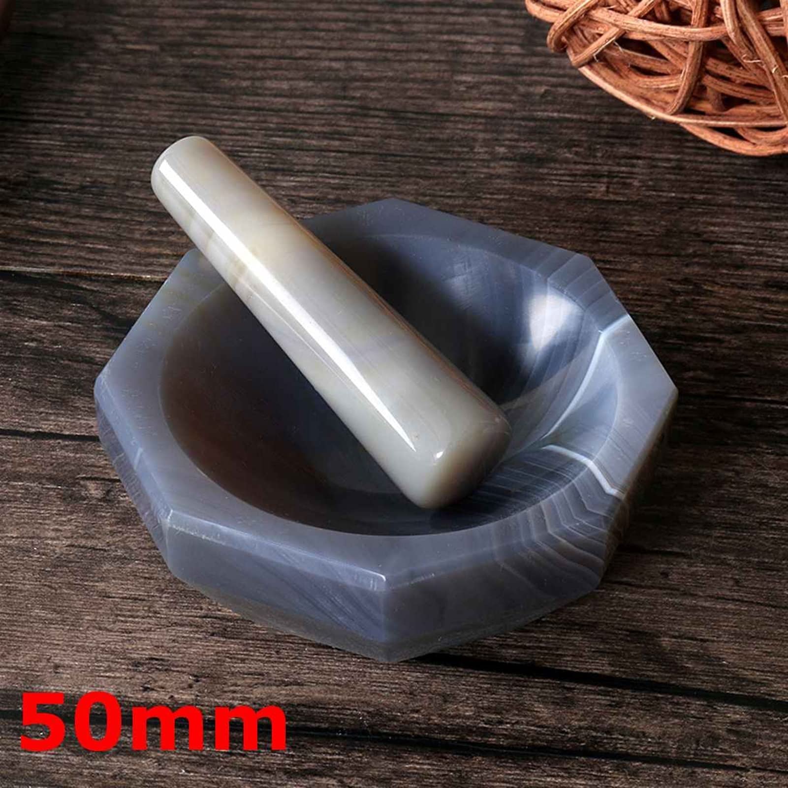 Molinillos de especias de ágata natural profesional, juego de molinillo de mortero, molinillos de condimentos de mano, olla for mezclar ajo, pimienta, mortero y maja, herramienta de cocina, h