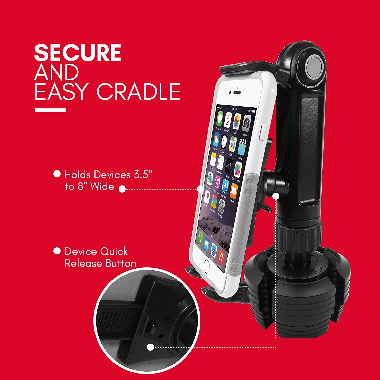 Blасk Frіdау - 40% оƒƒ Macally Heavy Duty Tablet Holder for Car - Works as Cup Holder Tablet Mount or Phone Cup Holder - Fits Devices 3.5 - 8” Wide with Case - Adjustable iPad Car Mount with 360° Rotatable Cradle